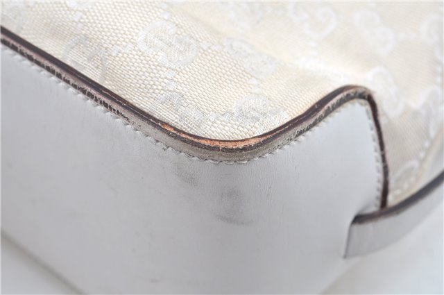 Authentic GUCCI Shoulder Tote Bag Purse GG Canvas Leather 107757 White J9650