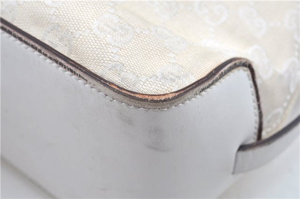 Authentic GUCCI Shoulder Tote Bag Purse GG Canvas Leather 107757 White J9650