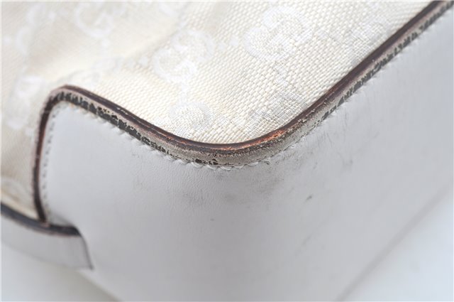 Authentic GUCCI Shoulder Tote Bag Purse GG Canvas Leather 107757 White J9650