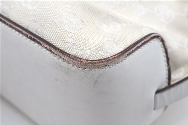 Authentic GUCCI Shoulder Tote Bag Purse GG Canvas Leather 107757 White J9650