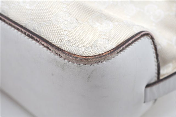Authentic GUCCI Shoulder Tote Bag Purse GG Canvas Leather 107757 White J9650