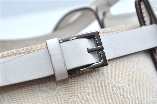 Authentic GUCCI Shoulder Tote Bag Purse GG Canvas Leather 107757 White J9650