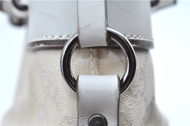 Authentic GUCCI Shoulder Tote Bag Purse GG Canvas Leather 107757 White J9650