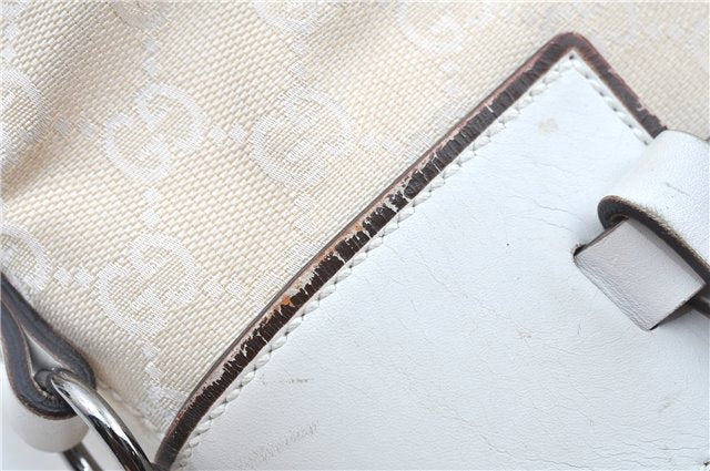 Authentic GUCCI Shoulder Tote Bag Purse GG Canvas Leather 107757 White J9650