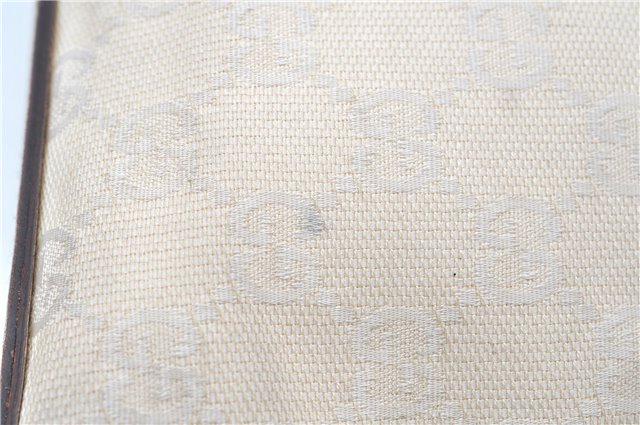 Authentic GUCCI Shoulder Tote Bag Purse GG Canvas Leather 107757 White J9650