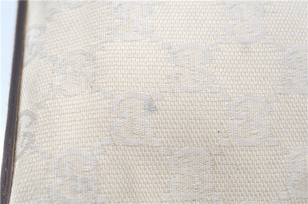 Authentic GUCCI Shoulder Tote Bag Purse GG Canvas Leather 107757 White J9650