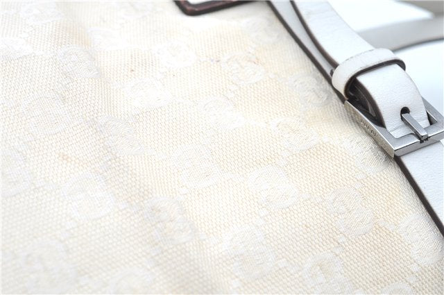 Authentic GUCCI Shoulder Tote Bag Purse GG Canvas Leather 107757 White J9650
