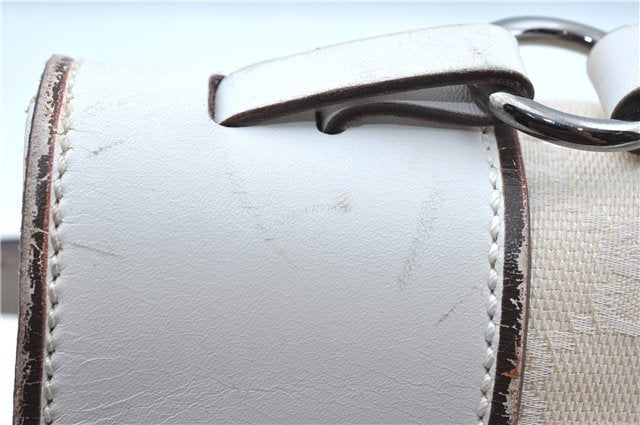 Authentic GUCCI Shoulder Tote Bag Purse GG Canvas Leather 107757 White J9650