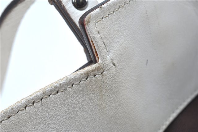 Authentic GUCCI Shoulder Tote Bag Purse GG Canvas Leather 107757 White J9650