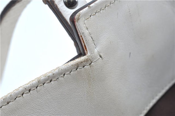 Authentic GUCCI Shoulder Tote Bag Purse GG Canvas Leather 107757 White J9650