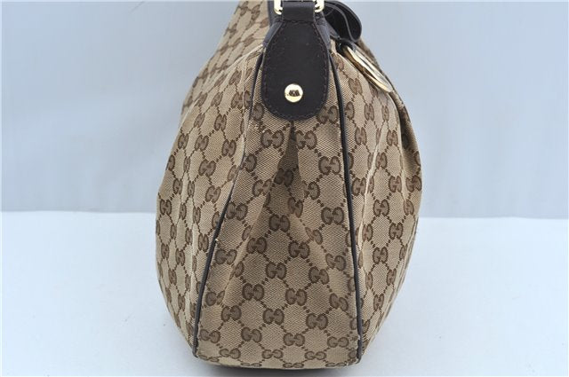 Authentic GUCCI Sukey Shoulder Tote Bag GG Canvas Leather 362726 Brown J9656