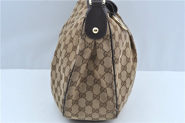 Authentic GUCCI Sukey Shoulder Tote Bag GG Canvas Leather 362726 Brown J9656