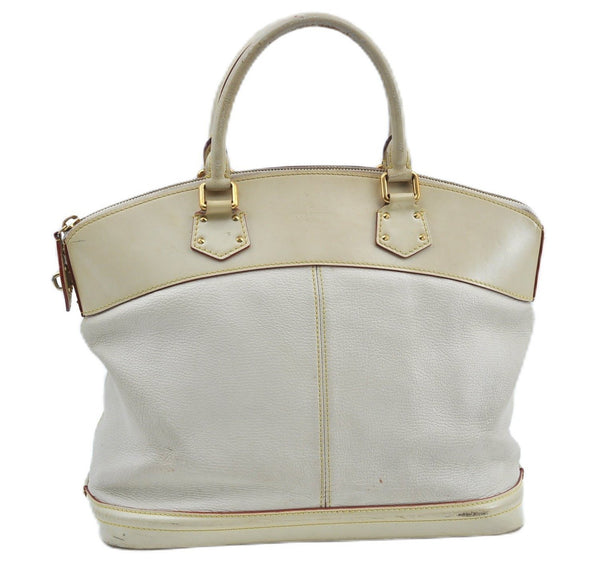 Authentic Louis Vuitton Suhali Lockit MM Hand Bag White Ivory M91874 LV J9667