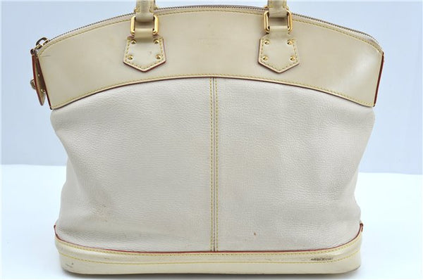 Authentic Louis Vuitton Suhali Lockit MM Hand Bag White Ivory M91874 LV J9667