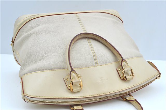 Authentic Louis Vuitton Suhali Lockit MM Hand Bag White Ivory M91874 LV J9667