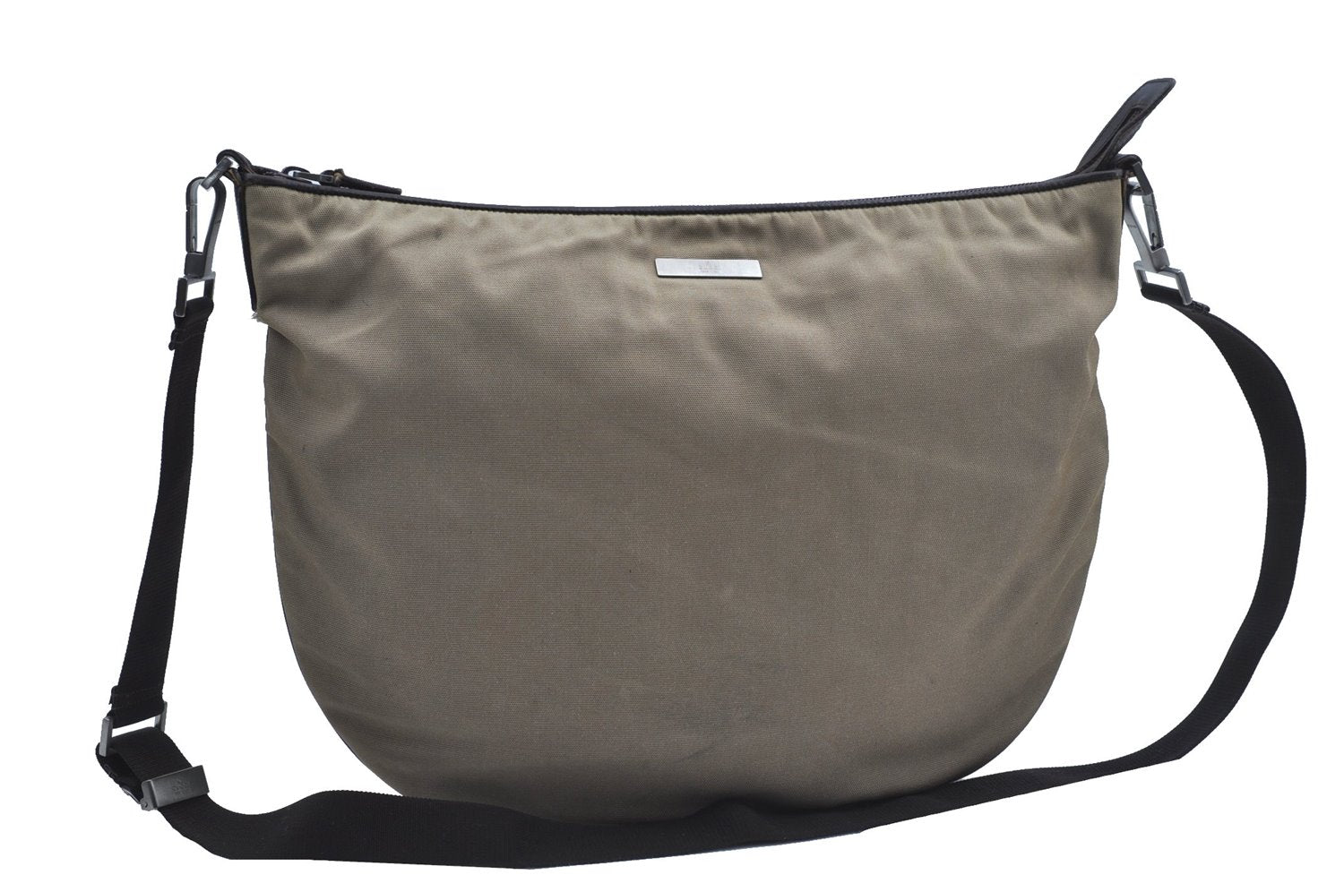 Authentic GUCCI Shoulder Cross Body Bag Nylon Leather 0013311 Khaki Green J9669