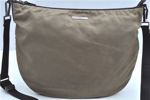 Authentic GUCCI Shoulder Cross Body Bag Nylon Leather 0013311 Khaki Green J9669