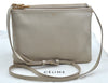 Authentic CELINE TRIO Shoulder Cross Body Bag Purse Leather Ivroy J9671