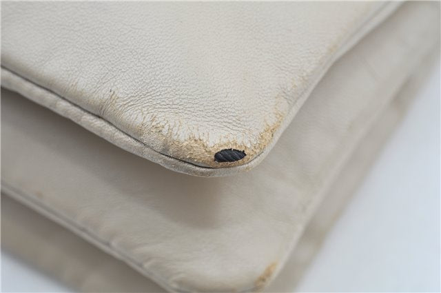 Authentic CELINE TRIO Shoulder Cross Body Bag Purse Leather Ivroy J9671