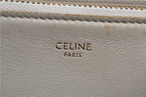 Authentic CELINE TRIO Shoulder Cross Body Bag Purse Leather Ivroy J9671