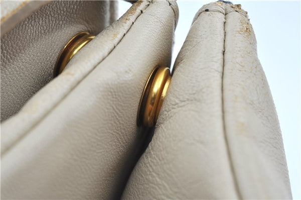 Authentic CELINE TRIO Shoulder Cross Body Bag Purse Leather Ivroy J9671