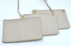 Authentic CELINE TRIO Shoulder Cross Body Bag Purse Leather Ivroy J9671