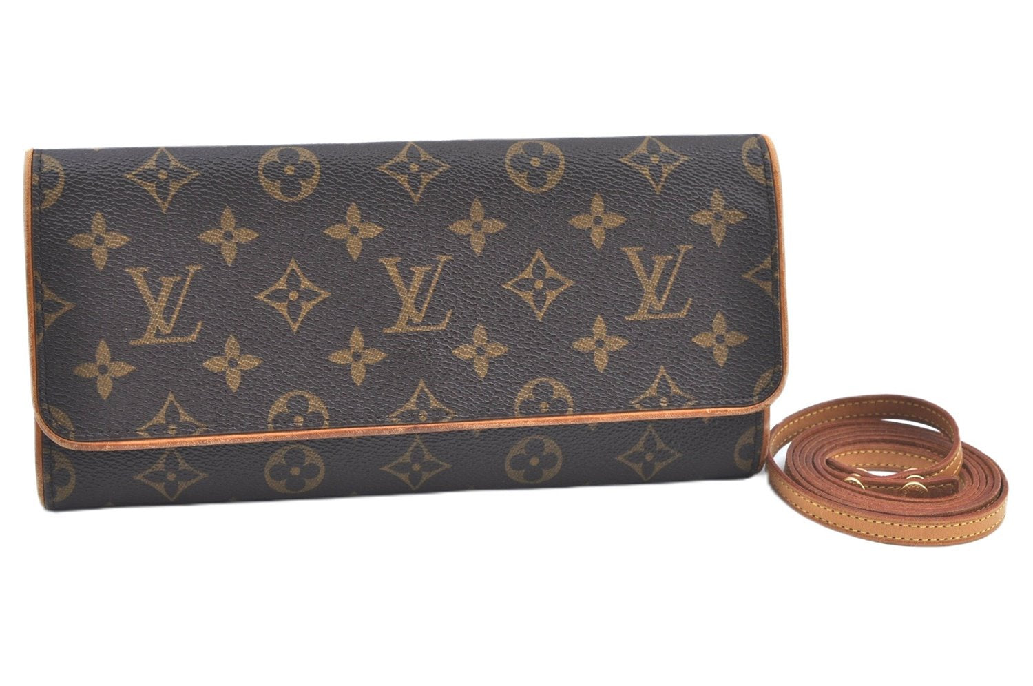 Authentic Louis Vuitton Monogram Pochette Twin GM Shoulder Bag M51852 LV J9679