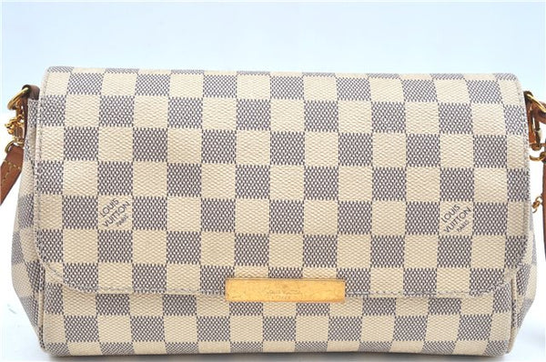 Auth Louis Vuitton Damier Azur Favorite MM Shoulder Clutch Bag N41275 LV J9680