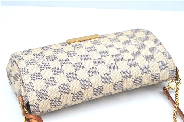 Auth Louis Vuitton Damier Azur Favorite MM Shoulder Clutch Bag N41275 LV J9680