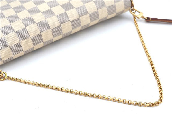 Auth Louis Vuitton Damier Azur Favorite MM Shoulder Clutch Bag N41275 LV J9680