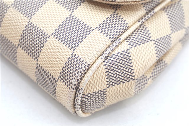 Auth Louis Vuitton Damier Azur Favorite MM Shoulder Clutch Bag N41275 LV J9680