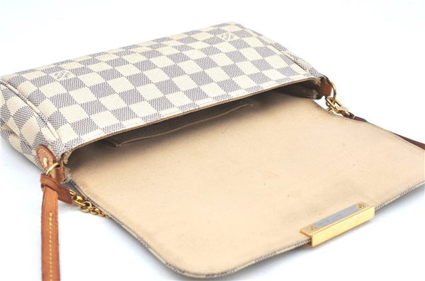 Auth Louis Vuitton Damier Azur Favorite MM Shoulder Clutch Bag N41275 LV J9680