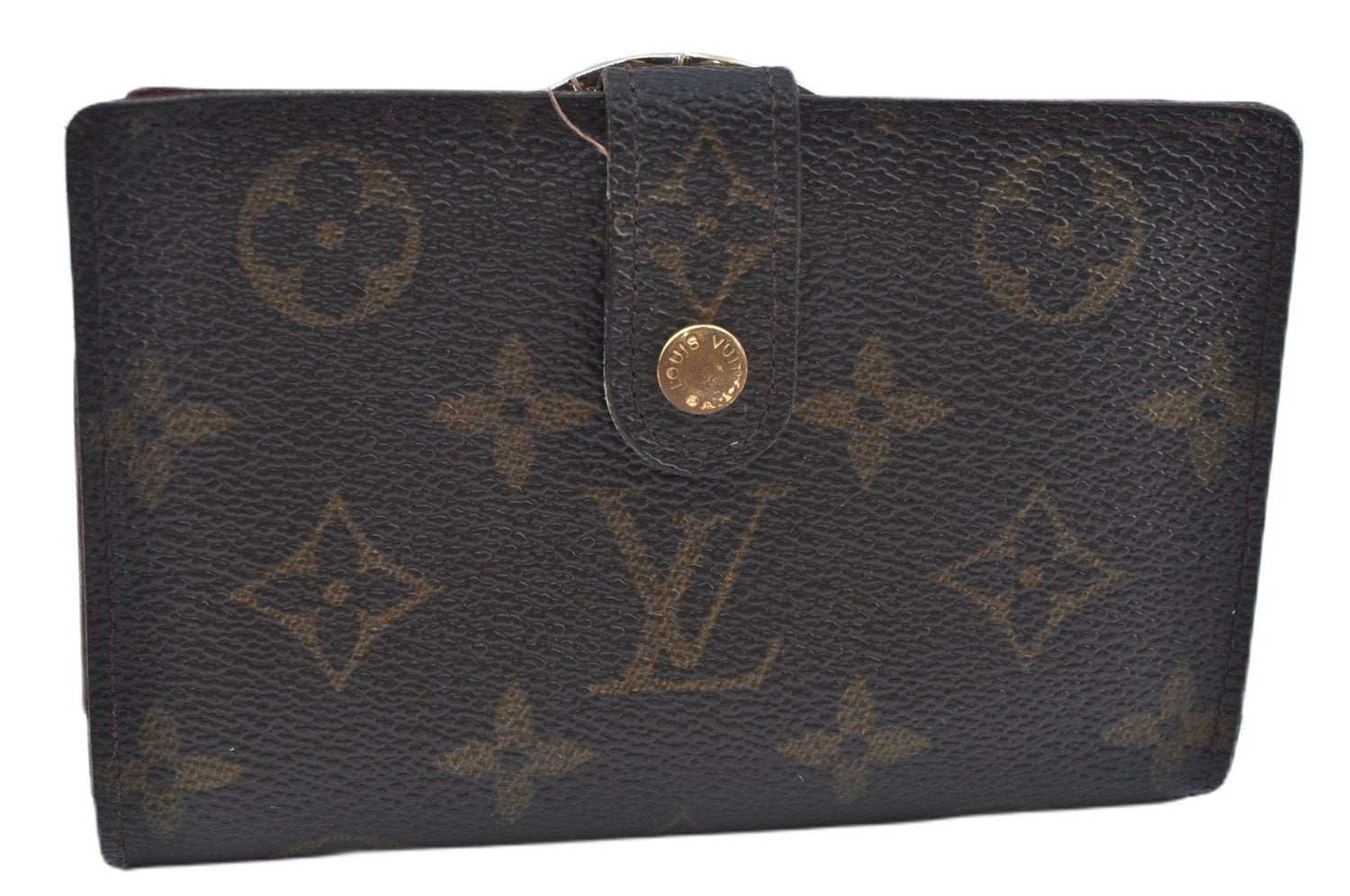 Auth Louis Vuitton Monogram Porte Monnaie Billets Viennois M61663 Wallet J9686