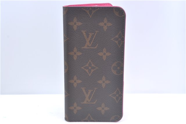 Authentic Louis Vuitton Monogram Folio Iphone 7+ Case Pink M63401 LV J9689