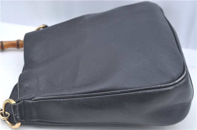 Authentic GUCCI Bamboo 2way Hand Shoulder Crossbody Bag Leather Black Junk J9695