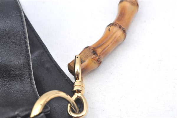 Authentic GUCCI Bamboo 2way Hand Shoulder Crossbody Bag Leather Black Junk J9695