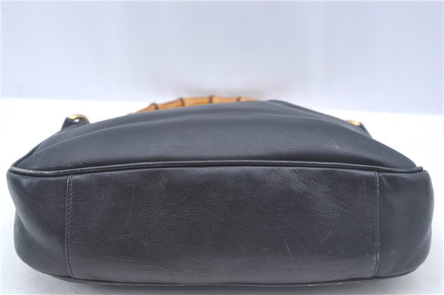 Authentic GUCCI Bamboo 2way Hand Shoulder Crossbody Bag Leather Black Junk J9695