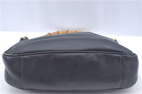 Authentic GUCCI Bamboo 2way Hand Shoulder Crossbody Bag Leather Black Junk J9695