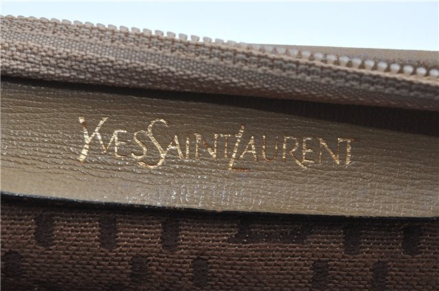 Authentic YVES SAINT LAURENT Clutch Hand Bag Purse PVC Leather Beige J9697