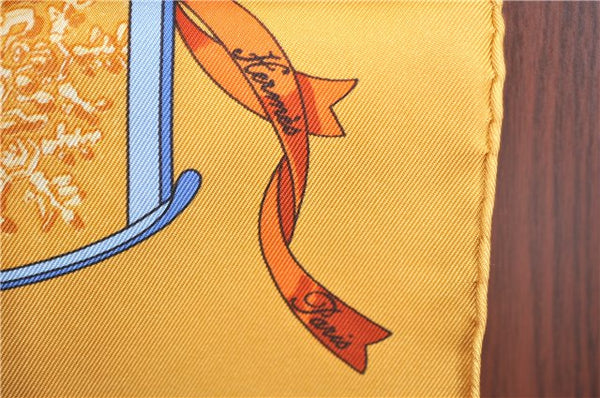 Auth HERMES Petit Carre 40 Scarf Handkerchief "Neige d'Antan" Silk Yellow J9698