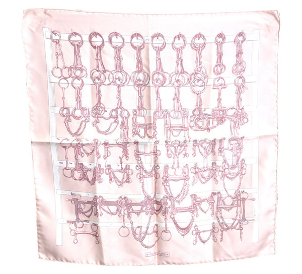 Auth HERMES Petit Carre 40 Scarf Handkerchief "MORS & FILETS" Silk Pink J9699