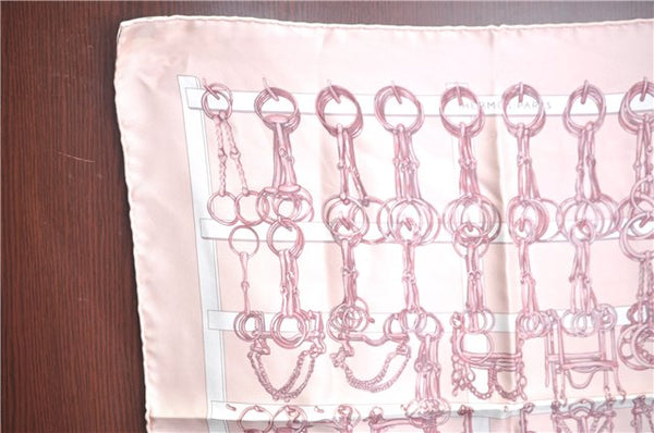 Auth HERMES Petit Carre 40 Scarf Handkerchief "MORS & FILETS" Silk Pink J9699