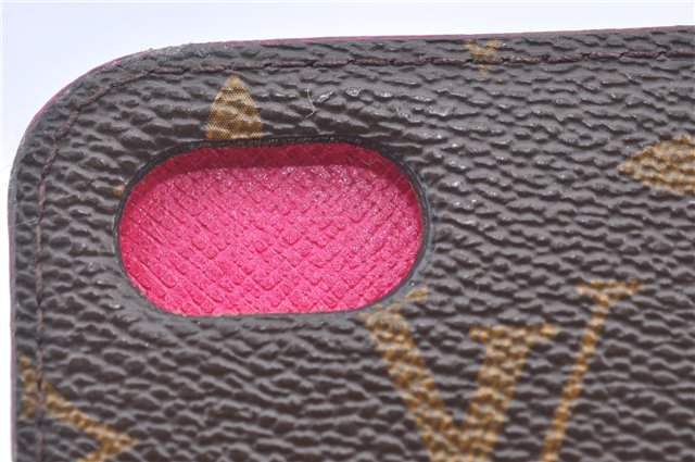 Authentic Louis Vuitton Monogram Folio Iphone 7 8 Case Pink M61906 LV J9700