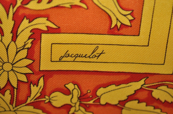 Authentic HERMES Carre 90 Scarf "joyaux de l'ete" Silk Yellow Box J9886