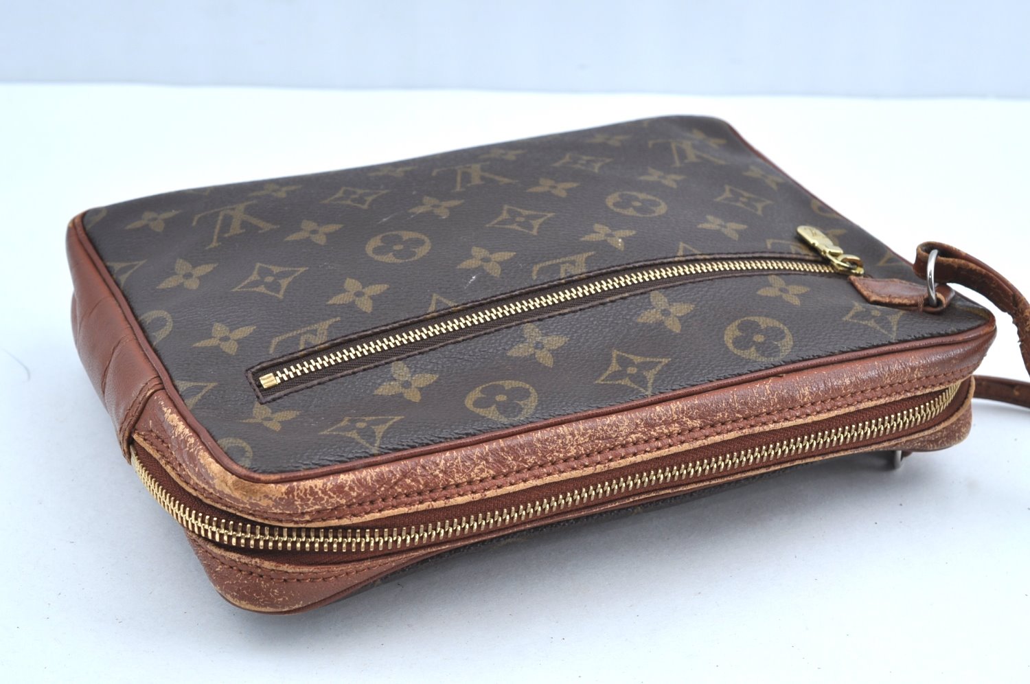 Auth Louis Vuitton Monogram Pochette Sport Clutch Hand Bag Old Model LV K0754
