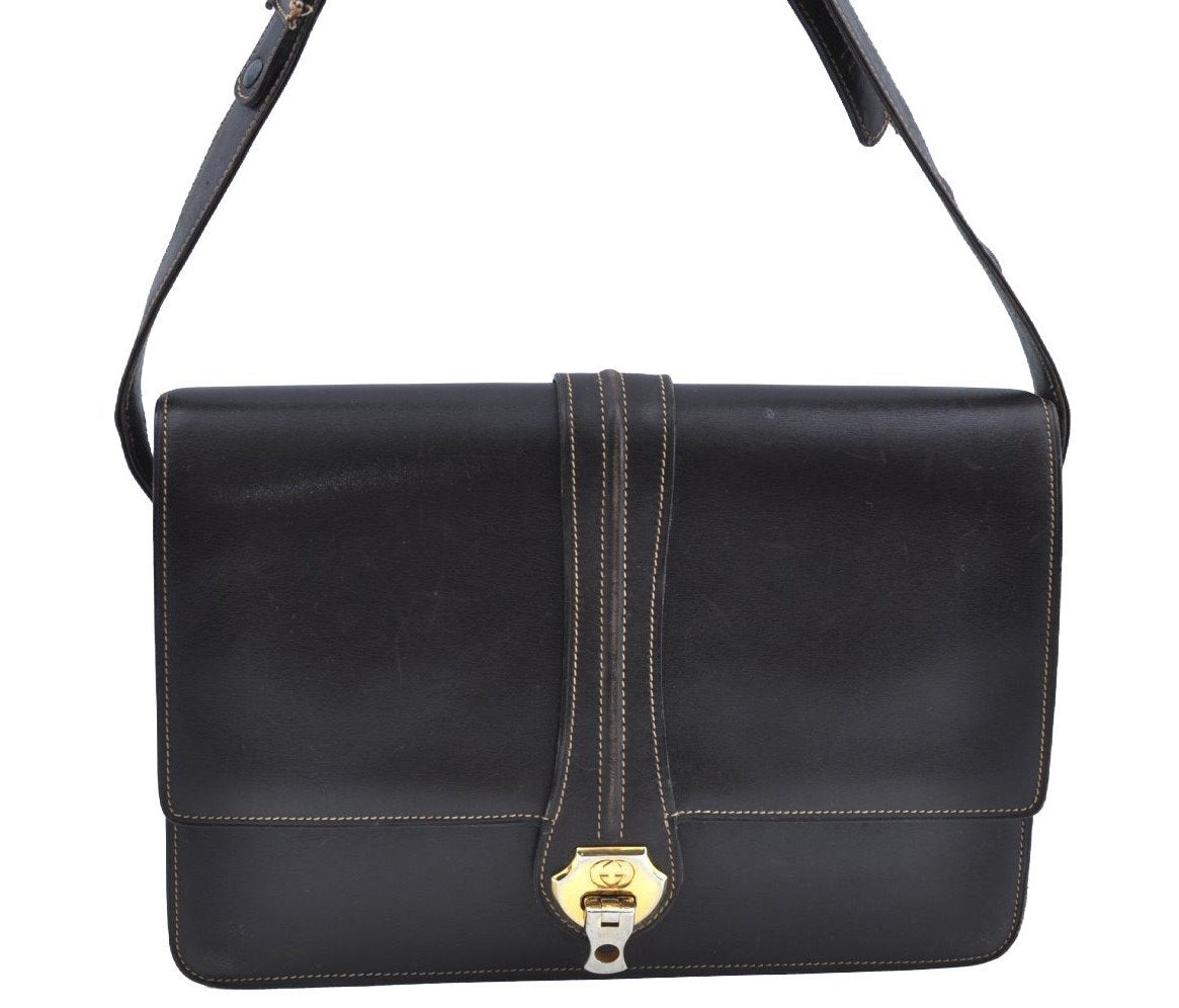 Authentic GUCCI Shoulder Hand Bag Purse Leather Brown K0908