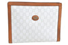 Authentic GUCCI GG Plus Clutch Hand Bag Purse PVC Leather White Brown Junk K0955