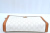 Authentic GUCCI GG Plus Clutch Hand Bag Purse PVC Leather White Brown Junk K0955