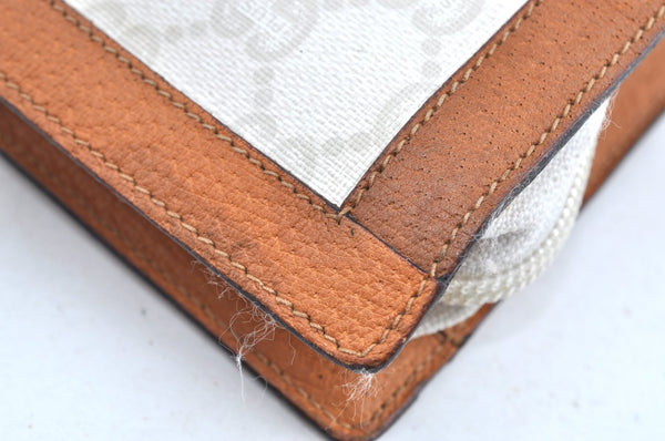 Authentic GUCCI GG Plus Clutch Hand Bag Purse PVC Leather White Brown Junk K0955