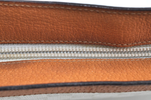 Authentic GUCCI GG Plus Clutch Hand Bag Purse PVC Leather White Brown Junk K0955